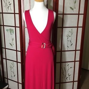 Banana Republic V Neck Wrap Dress Midi Pink